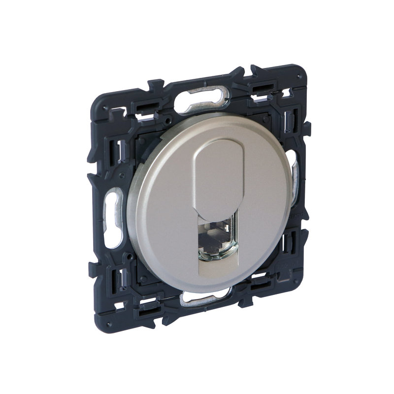 Legrand 067739 - Prise RJ45 catégorie 6 STP Céliane avec enjoliveur titane et support