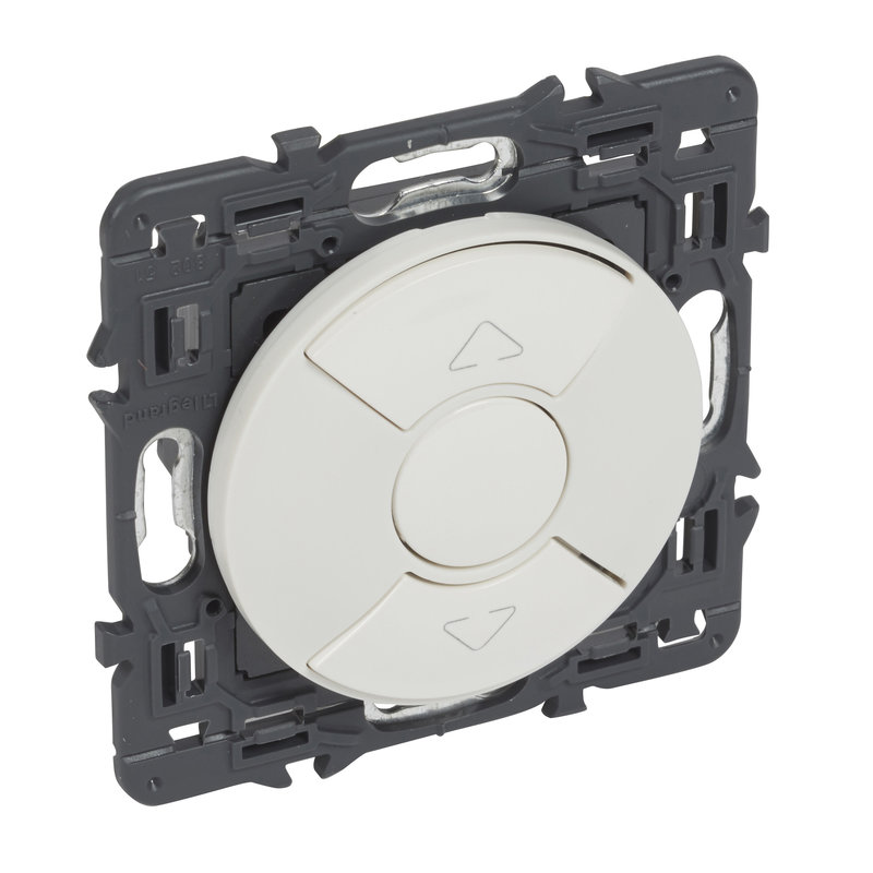Legrand 067752 - Poussoir pour volets roulants Céliane avec enjoliveur blanc et support
