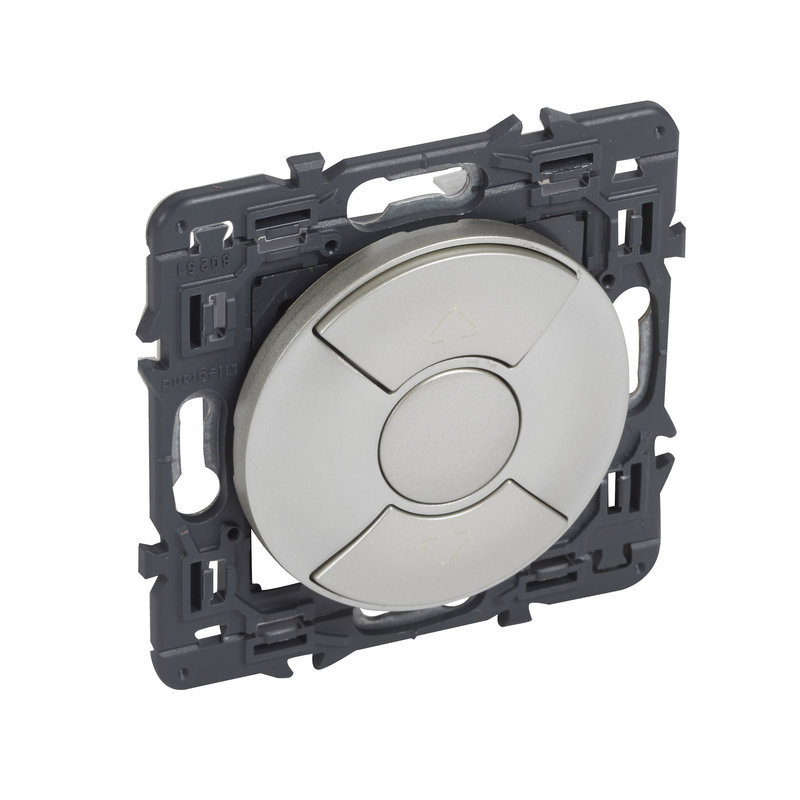 Legrand 067754 - Poussoir pour volets roulants Céliane avec enjoliveur titane et support