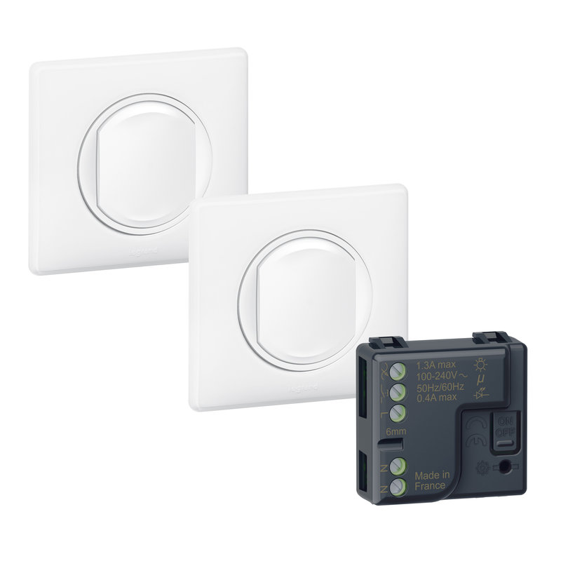 Legrand 067777L - Prêt à poser Céliane 2 commandes sans fils sans pile + 1 micromodule - blanc