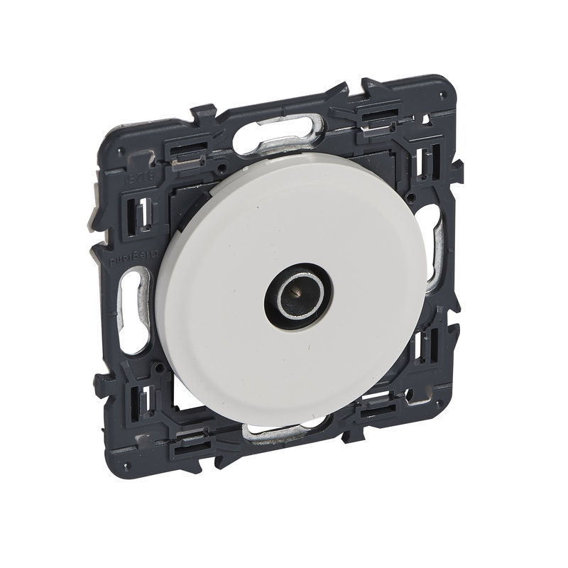 Legrand 067782 - Prise TV simple mâle Ø9,52mm Céliane avec enjoliveur blanc et support