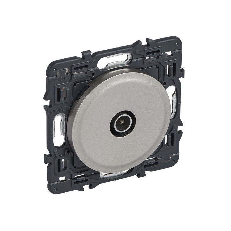 Legrand 067783 - Prise TV simple mâle Céliane avec enjoliveur titane et support