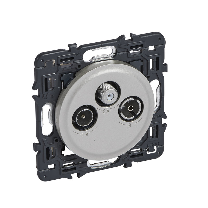 Legrand 067789 - Prise TV R SAT Céliane avec enjoliveur titane et support