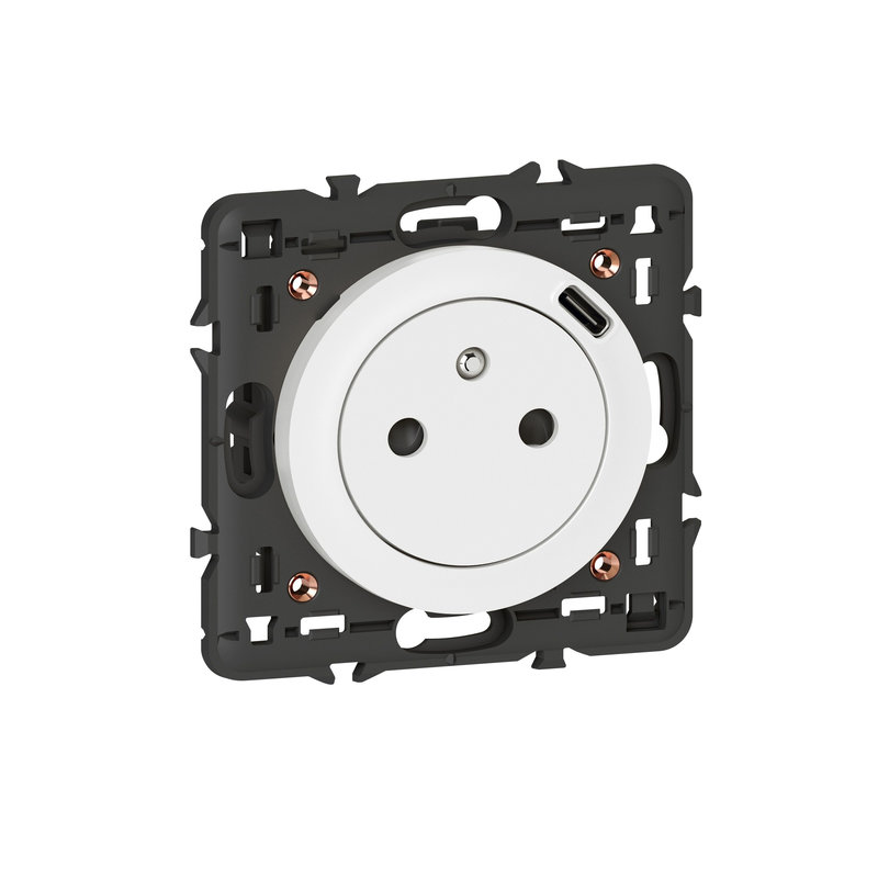 Legrand 068127 - Prise Surface Céliane avec prise USB en face avant Type-C - 7,5W - Blanc