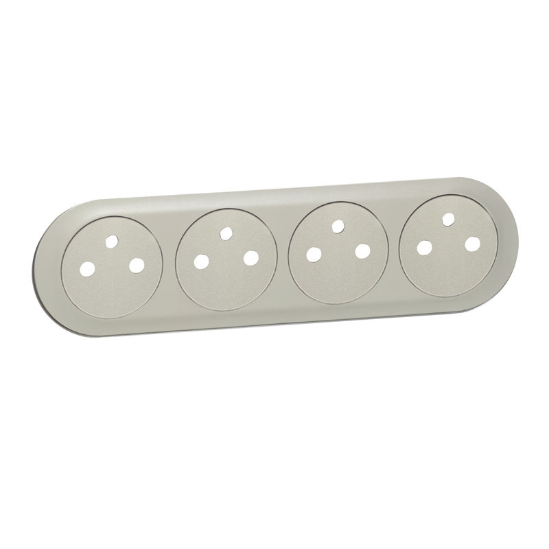 Legrand 068414 - Enjoliveur Céliane quadruple prise 2P+T Surface précablée compacte - titane