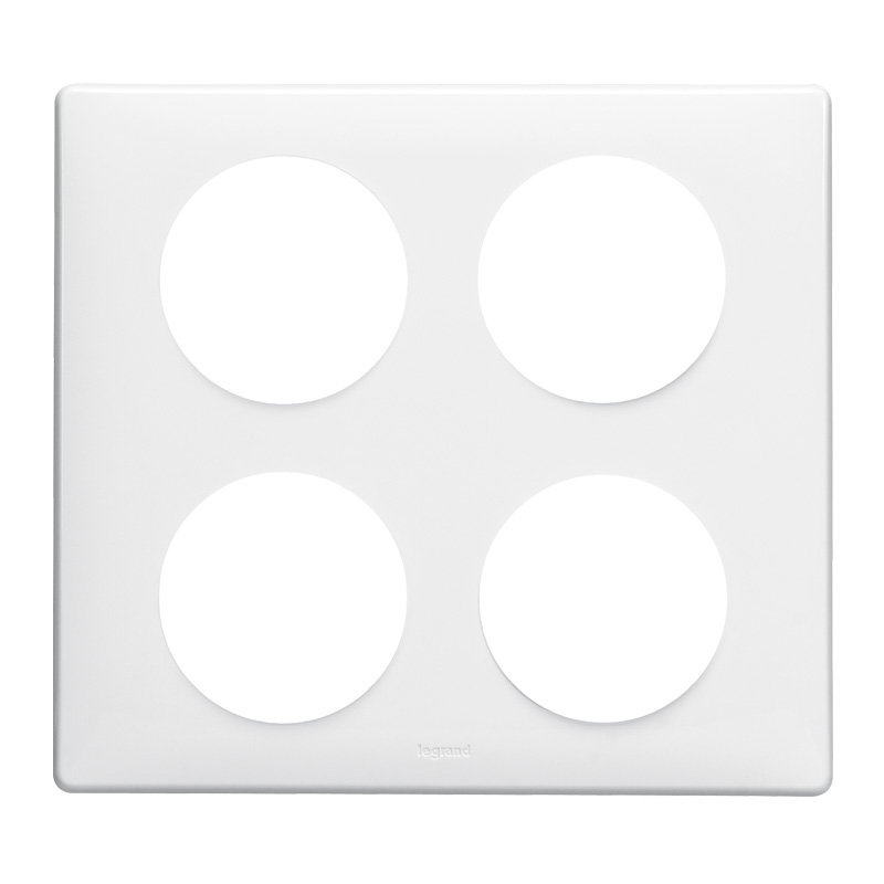 Legrand 068608 - Plaque Céliane Laqué 2x2 postes - finition Blanc