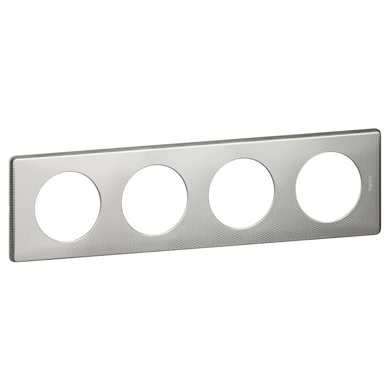 Legrand 068724 - Plaque Céliane Métal 4 postes - finition Alu Snake