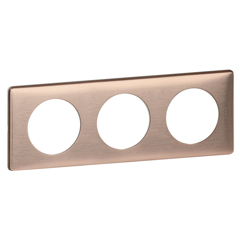 Legrand 068993 - Plaque Céliane Métal 3 postes - finition Copper