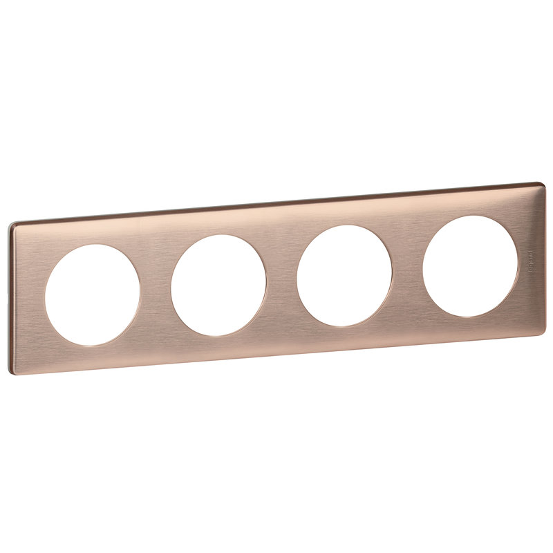 Legrand 068994 - Plaque Céliane Métal 4 postes - finition Copper