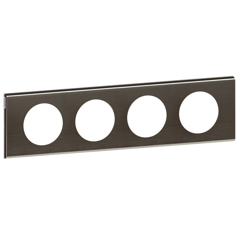 Legrand 069034 - Plaque Céliane Matières 4 postes - finition Black Nickel