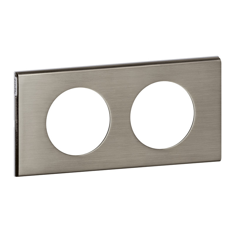Legrand 069102 - Plaque Céliane Matières 2 postes - finition Inox Brossé