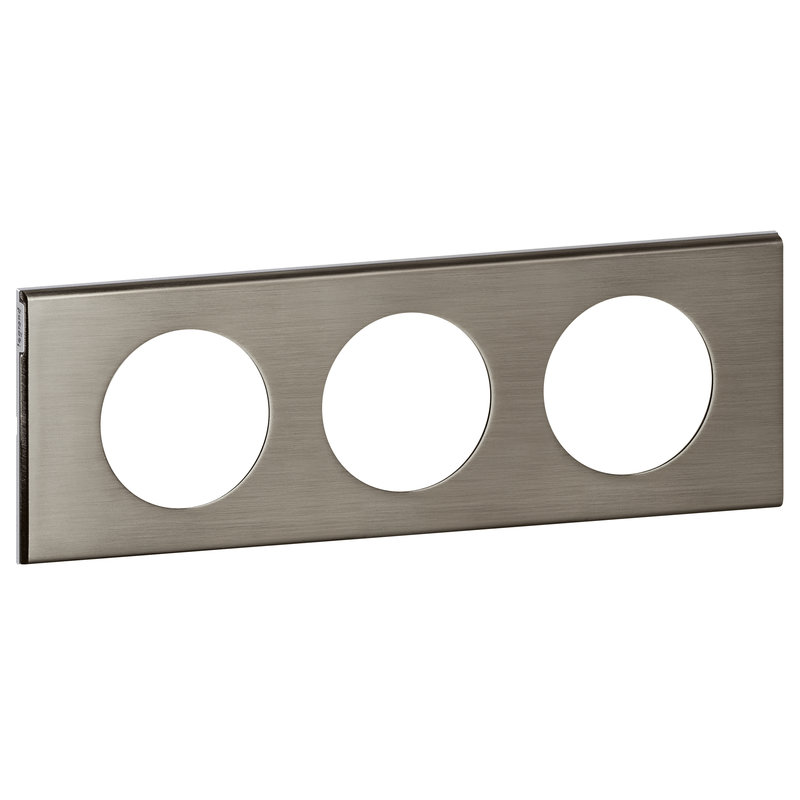 Legrand 069103 - Plaque Céliane Matières 3 postes - finition Inox Brossé