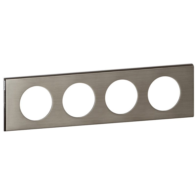 Legrand 069104 - Plaque Céliane Matières 4 postes - finition Inox Brossé