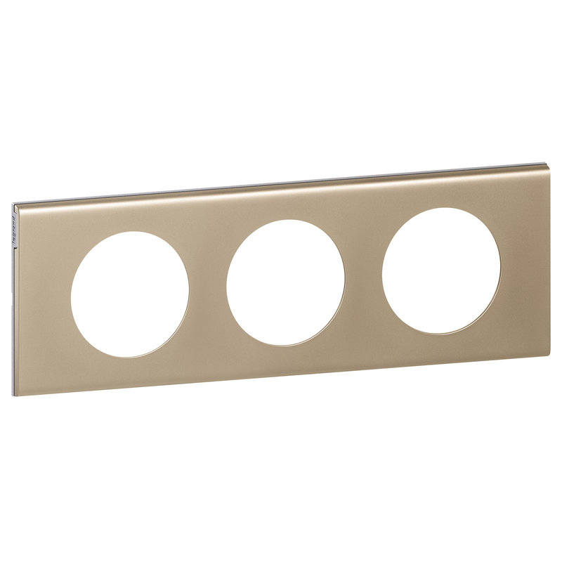Legrand 069113 - Plaque Céliane Matières 3 postes - finition Nickel Velours