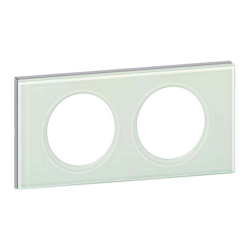 Legrand 069312 - Plaque Céliane Matières 2 postes - finition Verre Kaolin