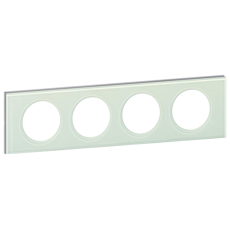 Legrand 069314 - Plaque Céliane Matières 4 postes - finition Verre Kaolin