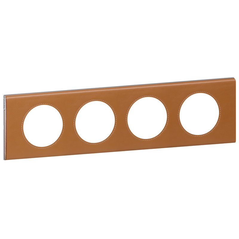 Legrand 069424 - Plaque Céliane Matières 4 postes - finition Cuir Caramel