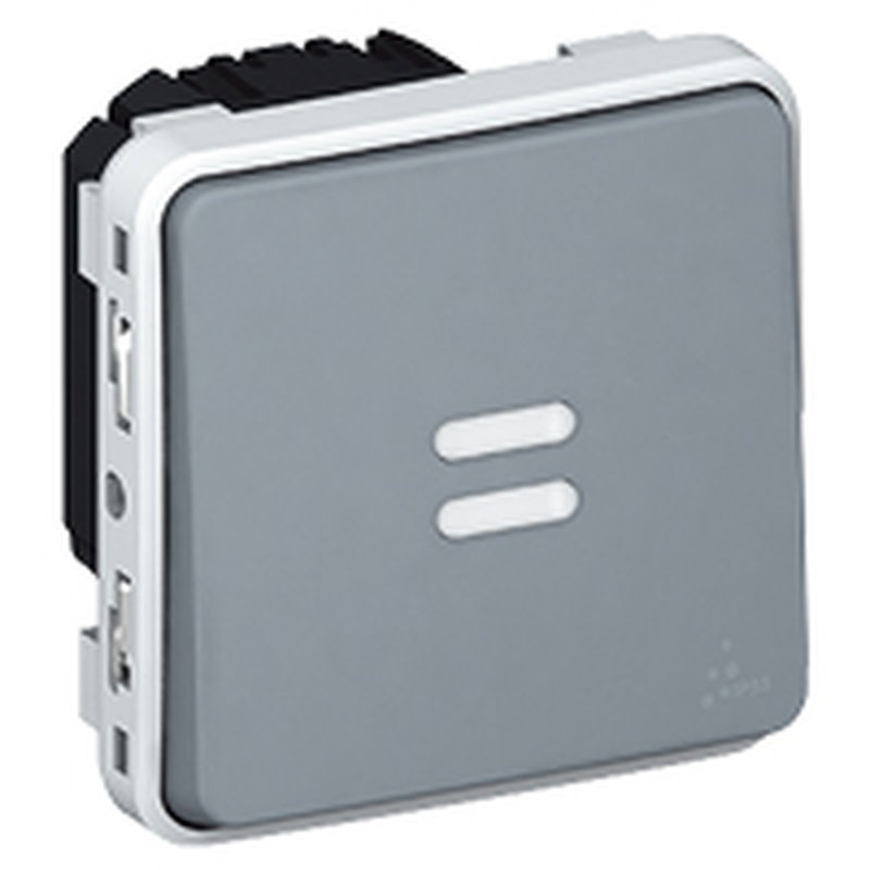 Legrand 069504 - Interrupteur temporisé lumineux Plexo composable IP55 230V 50Hz ou 60Hz - gris