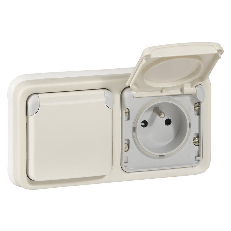Legrand 069642 - Double prise 2P+T précâblées horizontale Plexo composable IP55 16A 250V - blanc