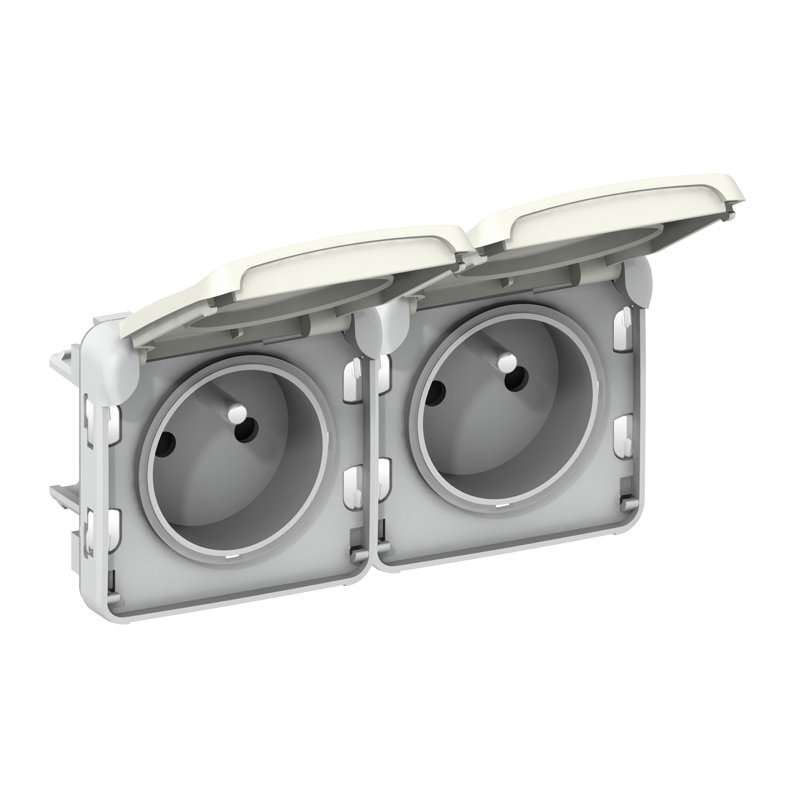 Legrand 069643 - Double prise 2P+T précâblées verticale Plexo composable IP55 16A 250V -blanc