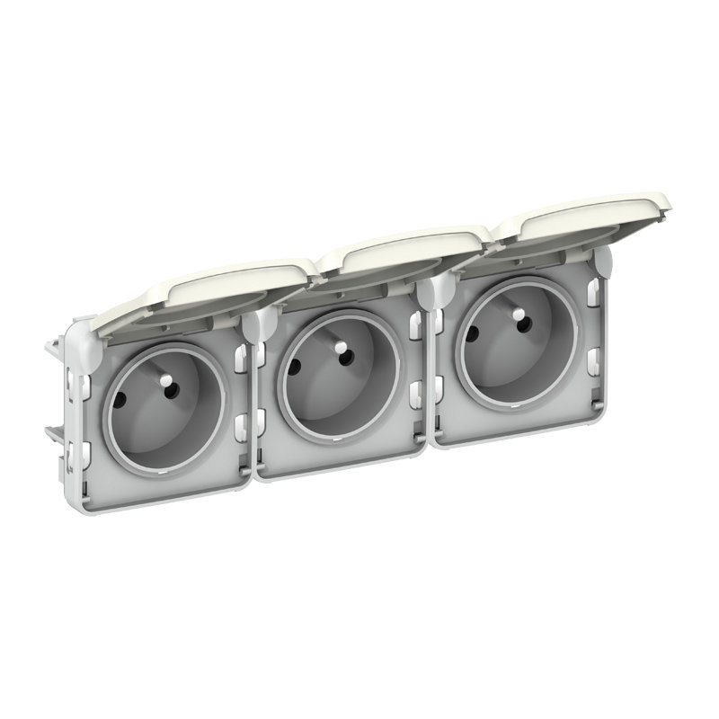Legrand 069644 - Triple Prise 2P+T précâblées horizontale Plexo composable IP55 16A 250V -blanc