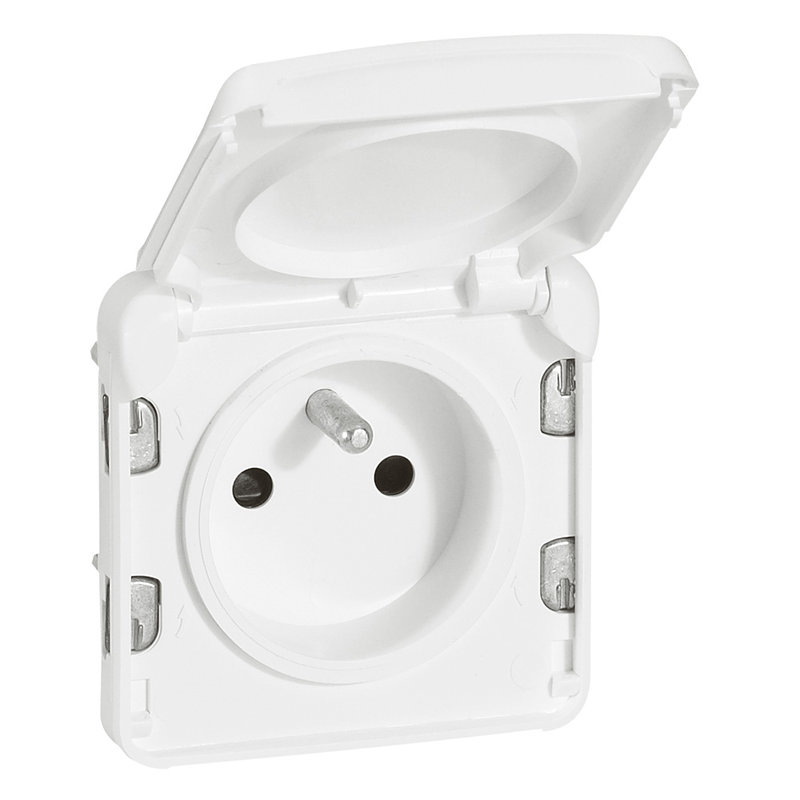 Legrand 070721 - Prise 2P+T à éclips de protection Plexo composable blanc antimicrobien