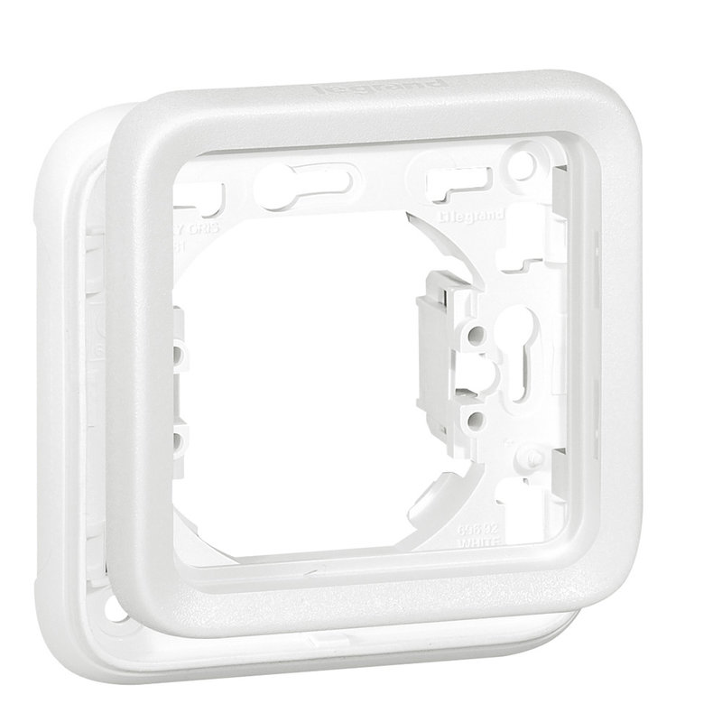 Legrand 070792 - Support étanche plaque 1 poste Plexo composable IP55 - blanc Artic antimicrobien