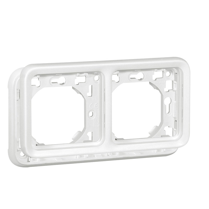 Legrand 070794 - Support plaque 2 postes horiz Plexo composable IP55 - blanc Artic antimicrobien