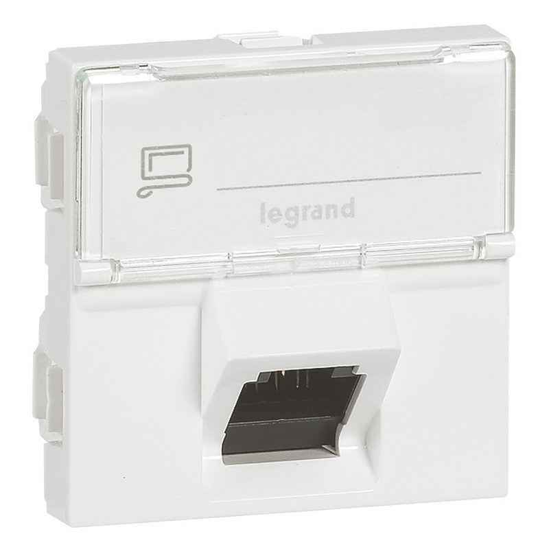 Legrand 076508 - Prise RJ45 cat. 6A STP inclinée à 45° blindage métal Mosaic 2 modules -blanc