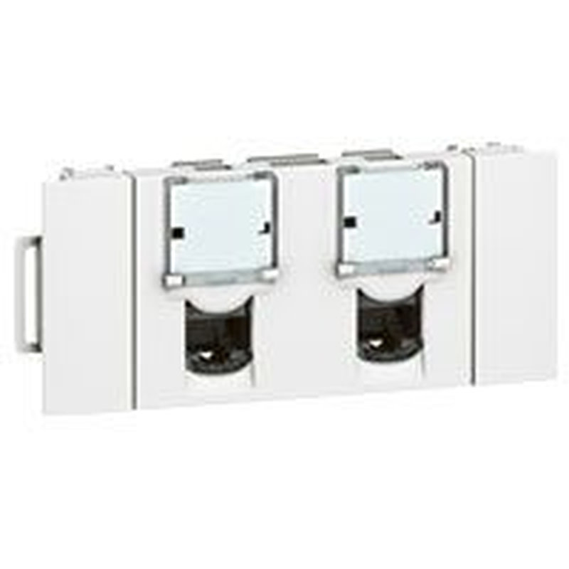 Legrand 076546 - Prise 2xRJ45 cat6 FTP Mosaic Soluclip goulotte clippage direct 3 modules - blanc