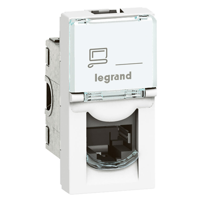 Legrand 076583 - Prise RJ45 catégorie 6 STP blindée Mosaic 1 module - blanc antimicrobien