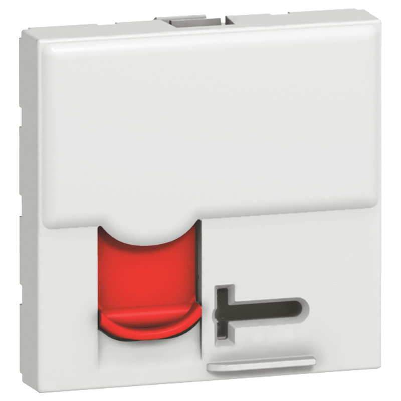 Legrand 076594 - Prise RJ45 catégorie 6 UTP accès contrôlé - volet rouge Mosaic 2 modules - blanc