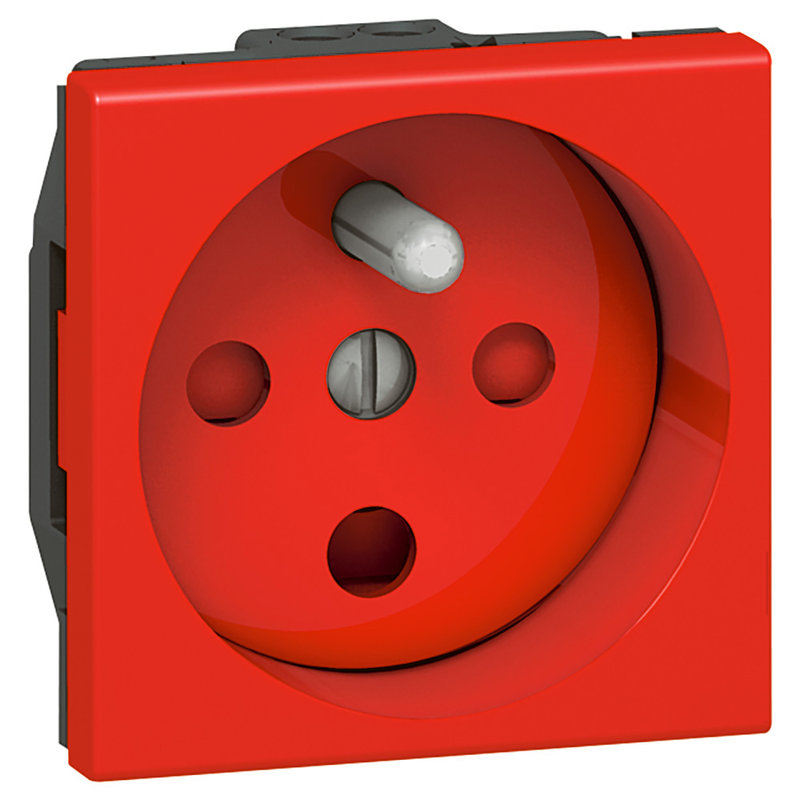 Legrand 077114 - Prise 2P+T à détrompage Mosaic avec connexion par bornes à vis 2 modules - rouge