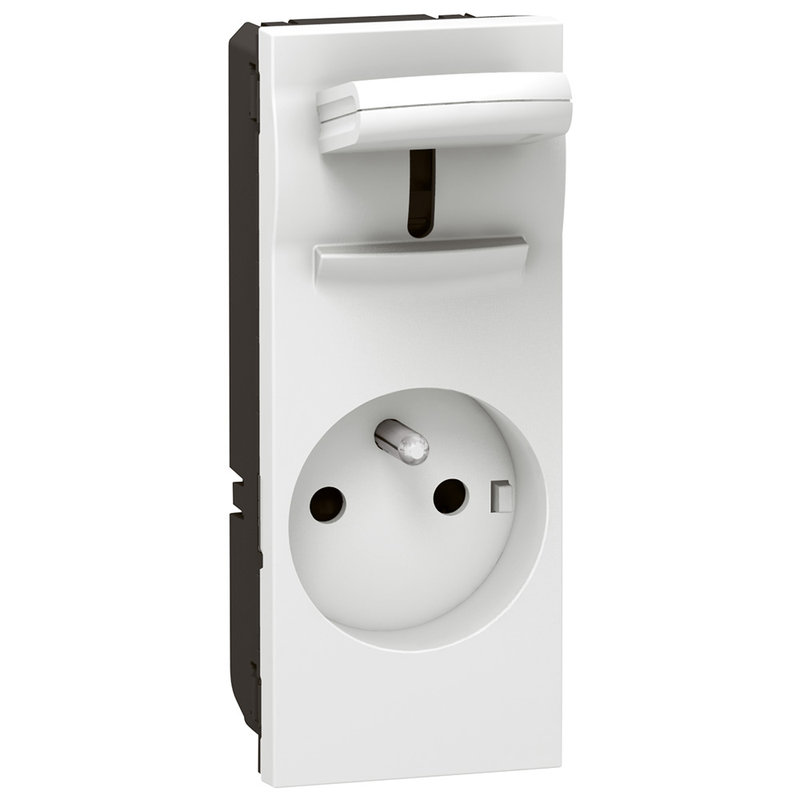 Legrand 077131 - Prise de courant 2P+T manipulation facile Mosaic 5 modules - blanc antimicrobien