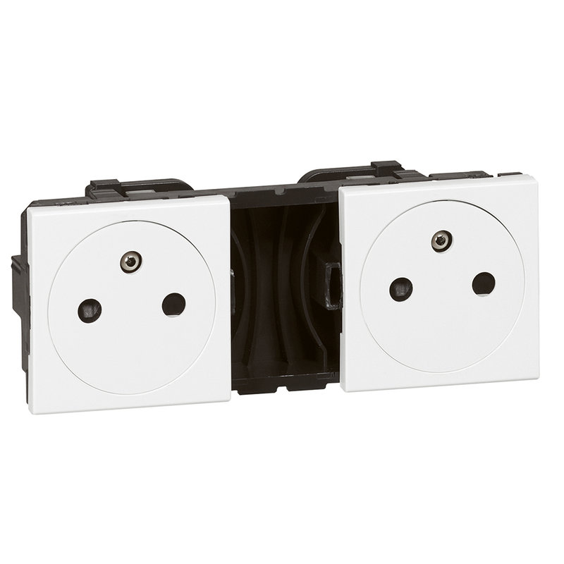 Legrand 077134 - Double prise de courant 2P+T Surface précâblées Mosaic 2x2 modules - blanc