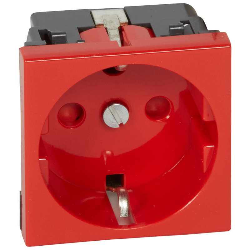 Legrand 077214 - Prise Mosaic standard germanique - 2P+T - 2 modules - rouge à détrompage