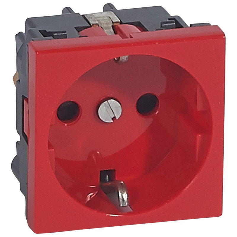 Legrand 077220 - Prise Mosaic standard germanique - 2P+T - 2 modules - rouge antimicrobien