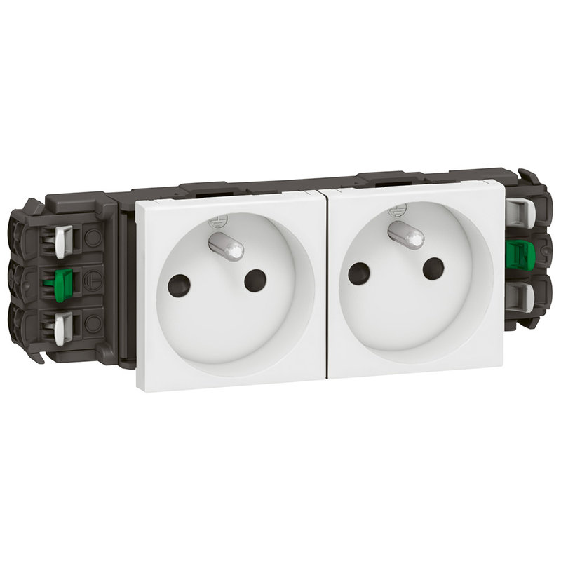 Legrand 077302 - Prise 2x2P+T Mosaic pour goulotte DLP monobloc - 4 modules - blanc