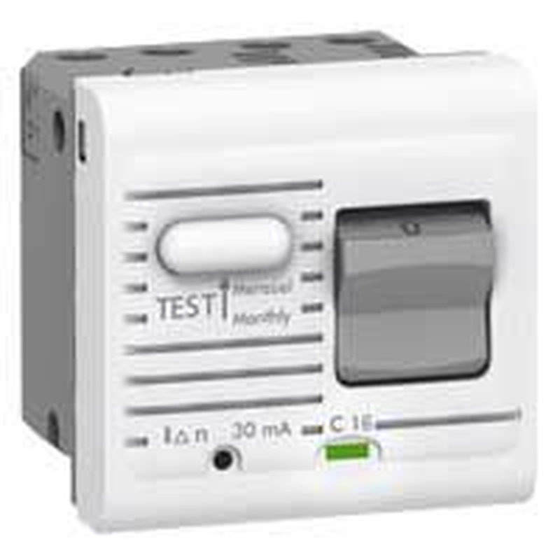 Legrand 077533 - Disjoncteur différentiel Uni+Neutre 230V~ 10A 10mA Mosaic 2 modules - blanc