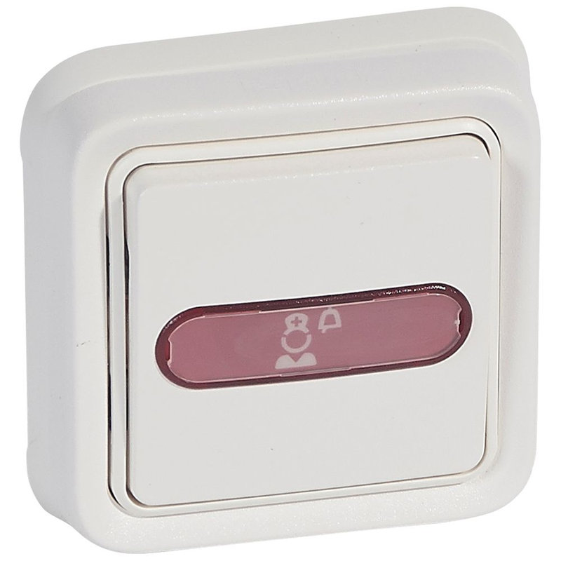 Legrand 078249 - Bloc d'appel étanche - témoin rouge retour d'appel - IP55 - livré complet blanc