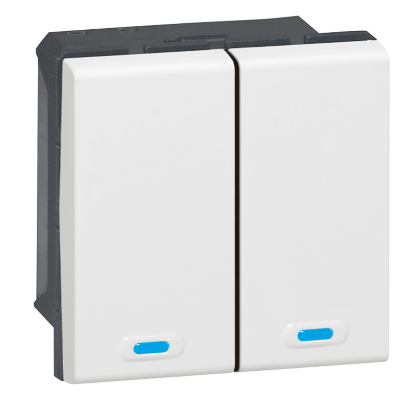 Legrand 078496 - Commande filaire BUS KNX Mosaic avec 2 touches à 4 appuis - blanc