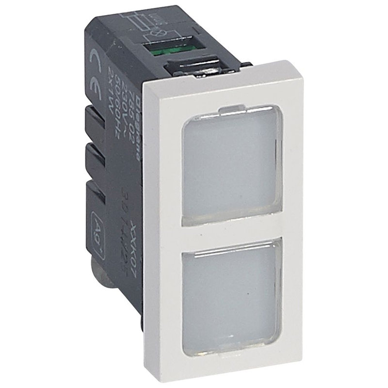 Legrand 078502 - Voyant antimicrobien double 230V 1W Mosaic 1 module avec 4 étiquettes de couleur