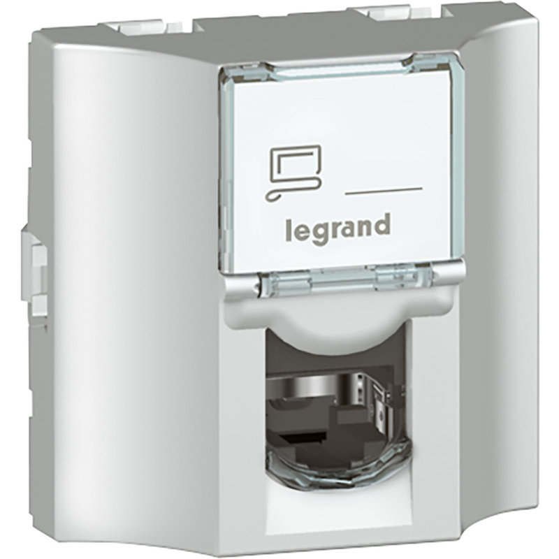 Legrand 078627 - Prise traversée cuivre catégorie 6 FTP Mosaic 2 modules - alu