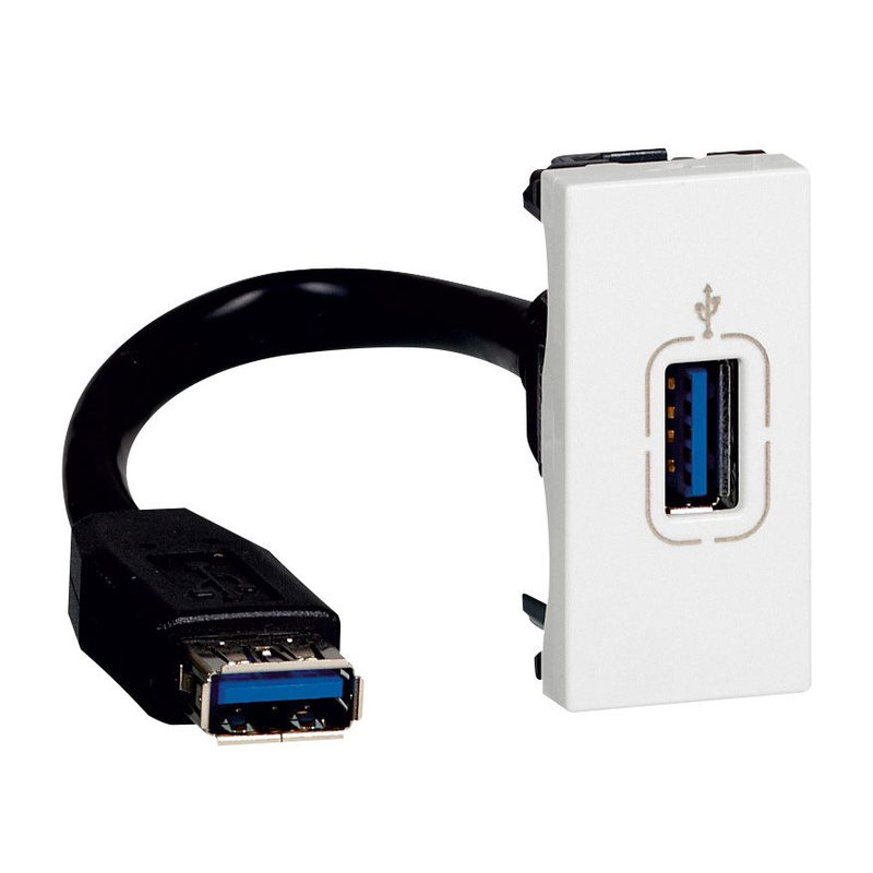 Legrand 078746 - Prise USB 2.0 femelle préconnectorisée Mosaic 1 module - blanc