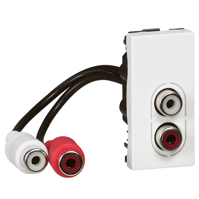 Legrand 078747 - Prise 2 RCA femelle préconnectorisée Mosaic 1 mod - liaison audio stéréo - blanc