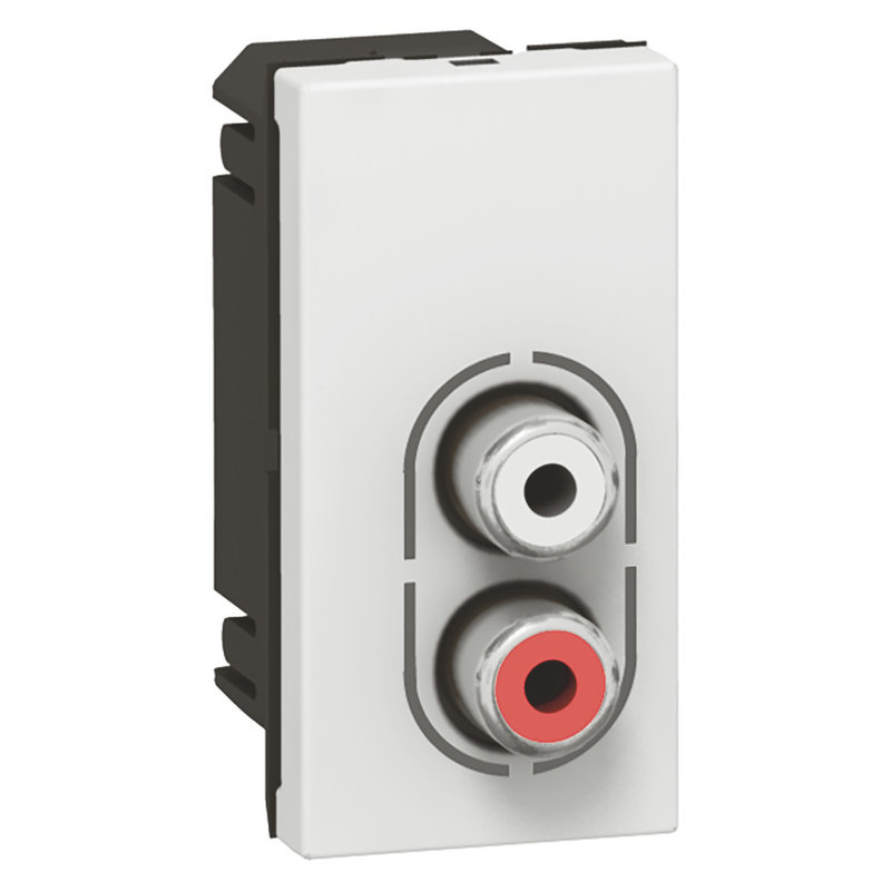 Legrand 078753 - Prise 2 RCA femelle Mosaic 1 module pour liaison audio stéréo - blanc