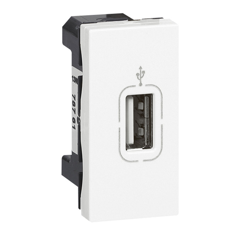 Legrand 078761 - Prise USB 2.0 femelle à visser Mosaic 1 module - blanc