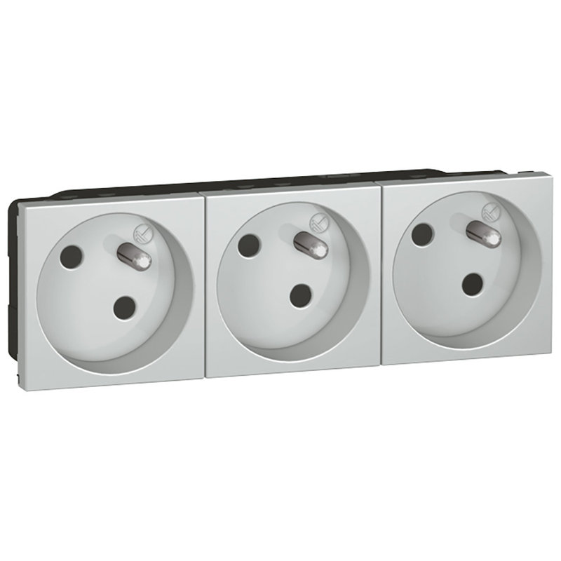 Legrand 079273 - Prise de courant précâblée Mosaic - 3x2P+T à 45° - 6 modules - alu