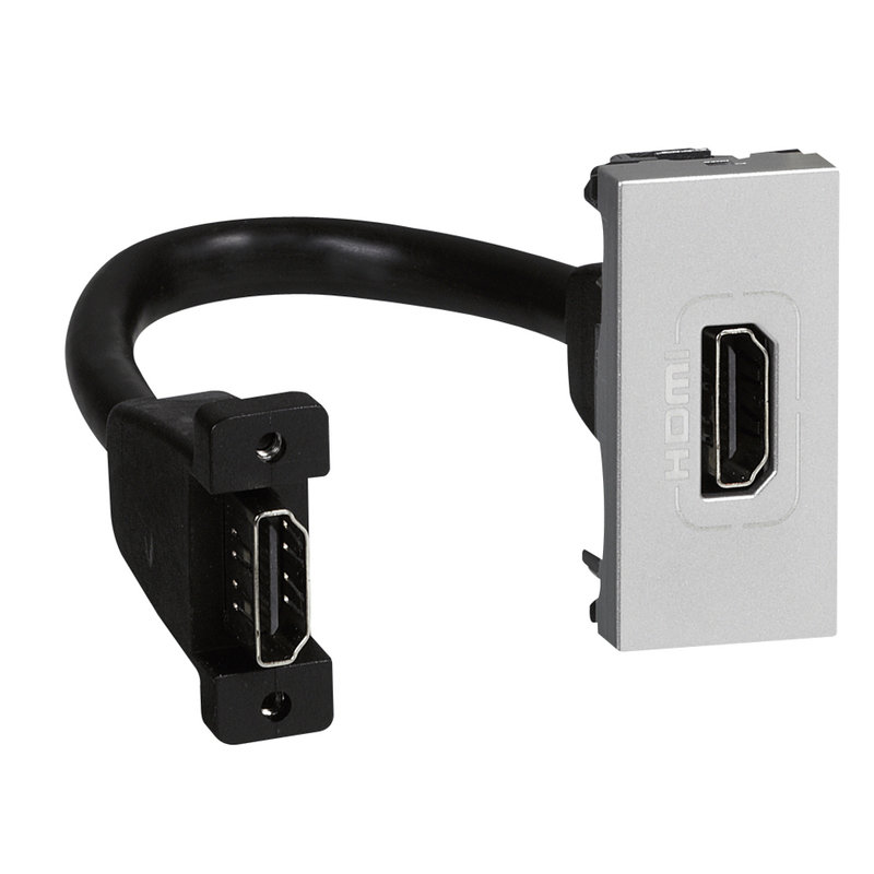 Legrand 079378 - Prise HDMI Type-A version 2.0 préconnectorisée Mosaic 1 module - alu