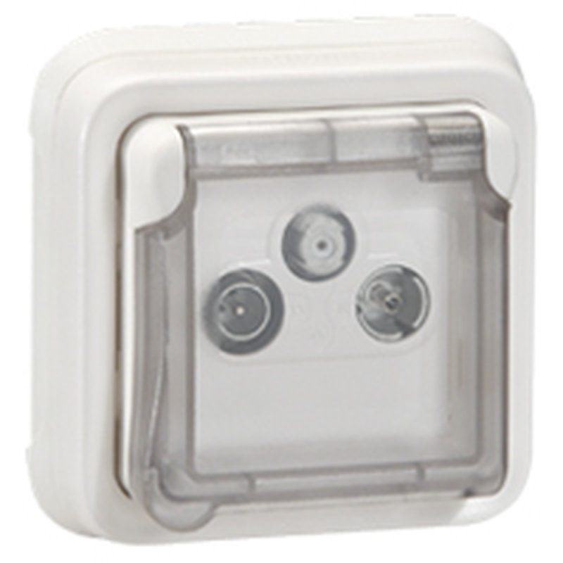 Legrand 070724 - Prise TV-R-SAT sorties multiples Plexo composable IP55 blanc Artic antimicrobien